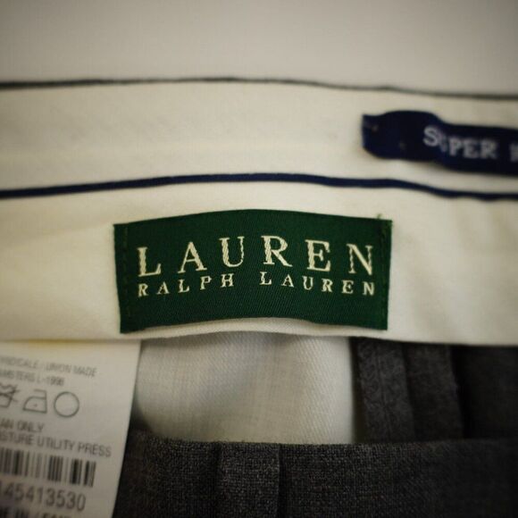 Lauren Ralph Lauren Super 100's Wool Gray Flat Front Mid Rise Dress Pants 40/31 - Picture 5 of 7